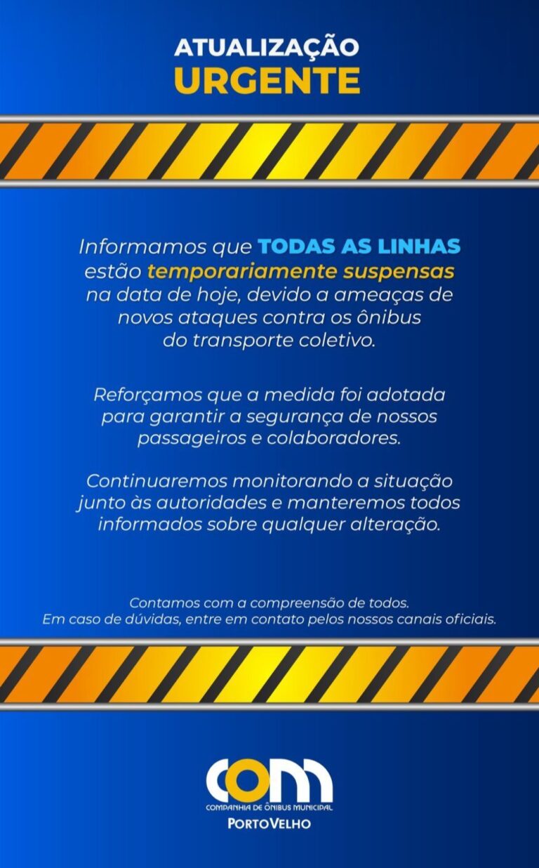 Bandidos queimam mais um ônibus em Porto Velho, e um terceiro em Candeias; JTP anuncia suspensão de todas as linhas